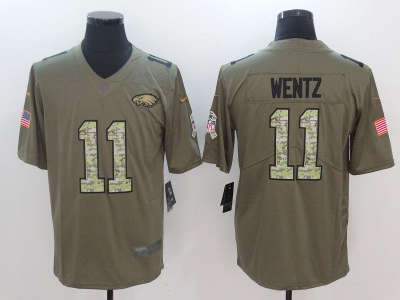 Men Philadelphia Eagles #11 Wentz Camo Nike Olive Salute To Service Limited NFL Jerseys->dallas cowboys->NFL Jersey